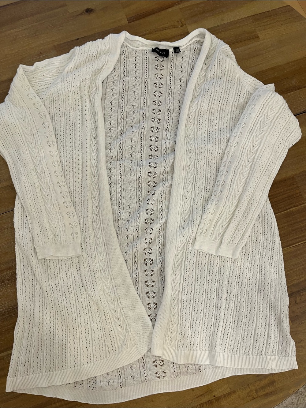 Cyrus Open-Front Knit Cardigan in White